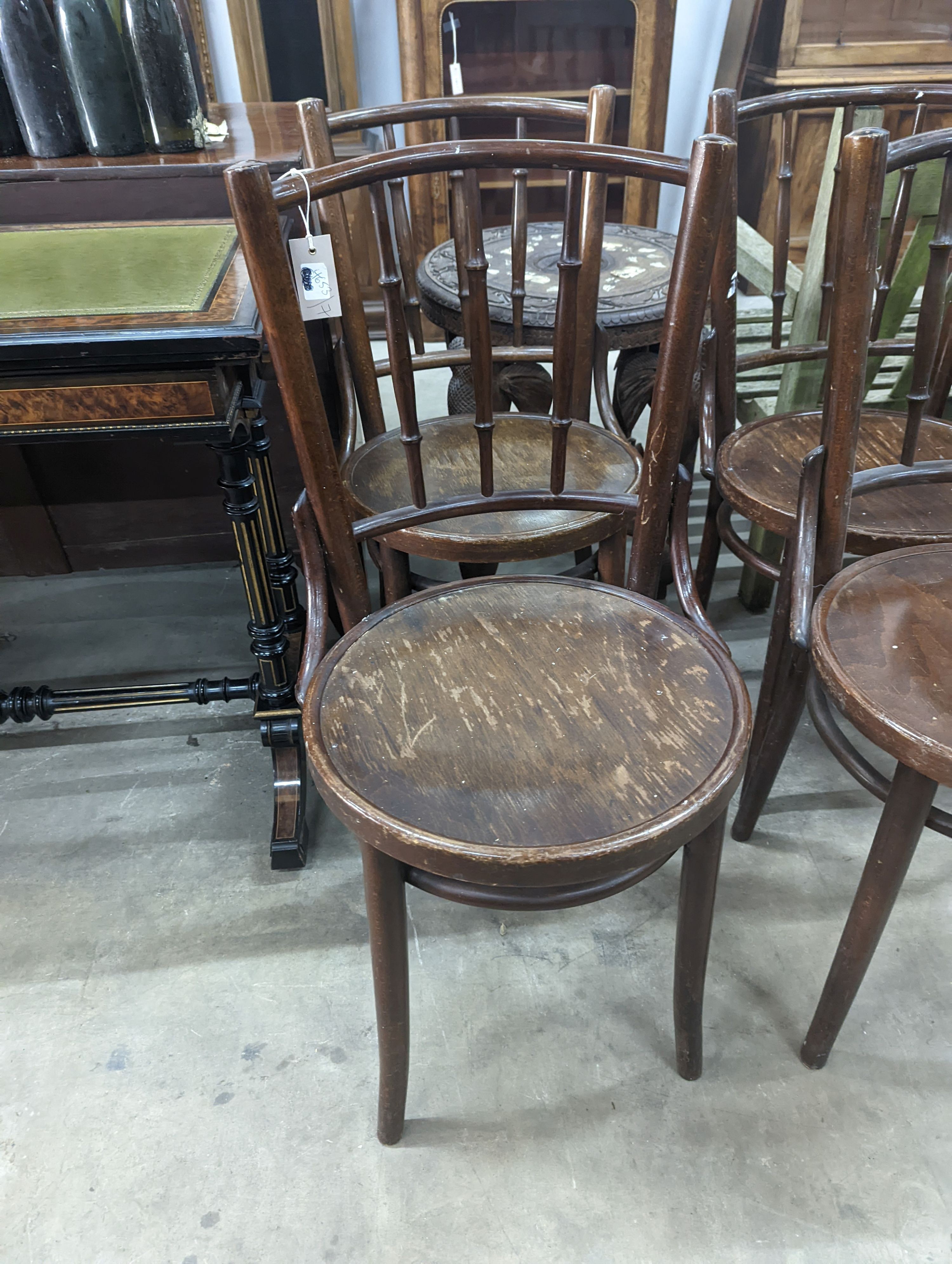 A set of four Czechoslovakian bentwood chairs